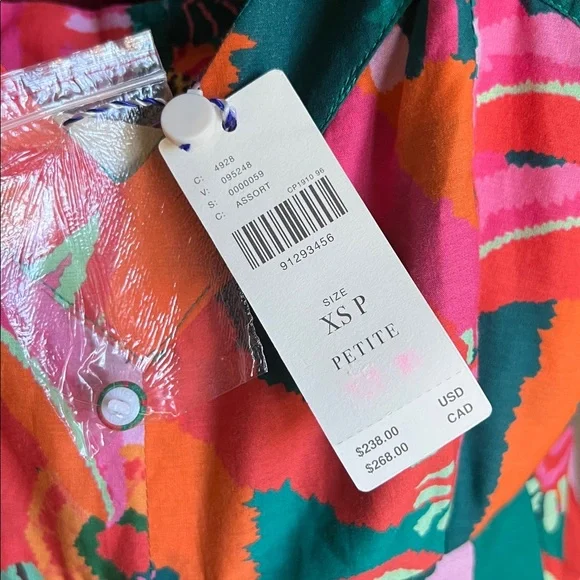 Anthropologie Farm Rio Pleated Palm Vibrant Floral Midi Dress - XS Petite - Picture 2 of 3